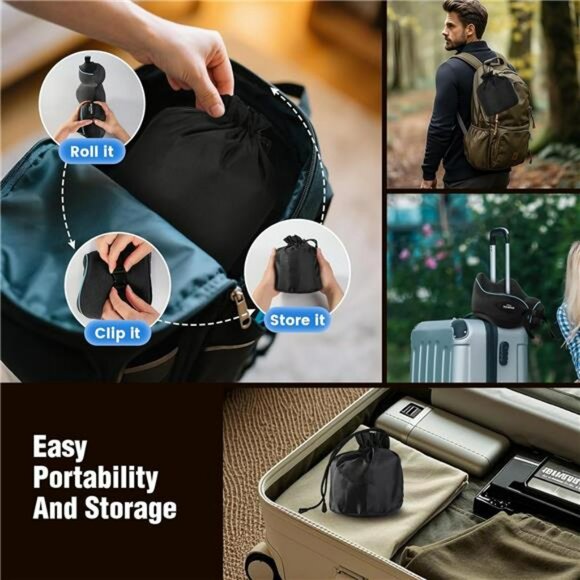 Memory Foam Travel Neck Pillow for Airplane 360 Support Compact Flight Headrest - Picture 6 of 7